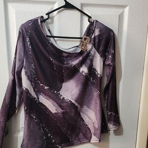 Purple Women's Top with Decorative Buckle